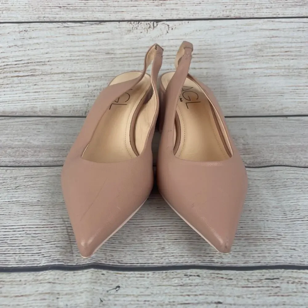 AGL Dodi Womens EU 36 US 6 Slingback Heels Nude Tan Pointed Toe